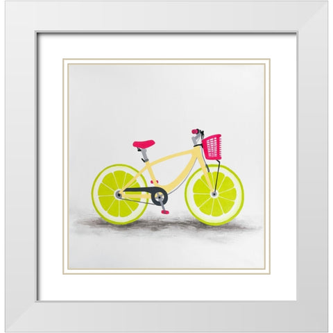 LIME WHEEL BIKE White Modern Wood Framed Art Print with Double Matting by Atelier B Art Studio