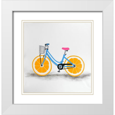ORANGE WHEEL BIKE White Modern Wood Framed Art Print with Double Matting by Atelier B Art Studio
