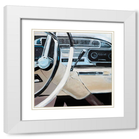 1950s Car Dashboard White Modern Wood Framed Art Print with Double Matting by Atelier B Art Studio