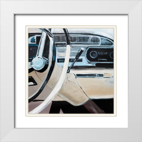 1950s Car Dashboard White Modern Wood Framed Art Print with Double Matting by Atelier B Art Studio