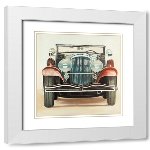 Old 1920s Luxury Car White Modern Wood Framed Art Print with Double Matting by Atelier B Art Studio