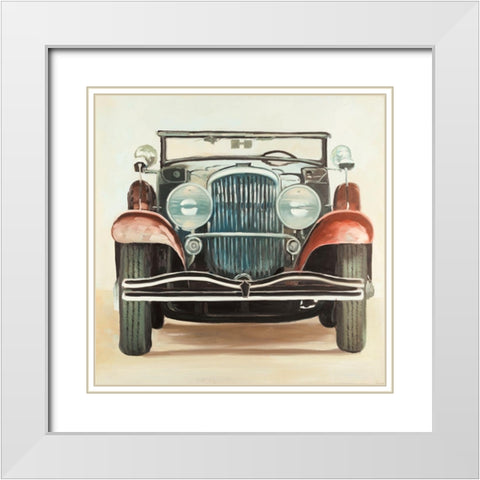 Old 1920s Luxury Car White Modern Wood Framed Art Print with Double Matting by Atelier B Art Studio