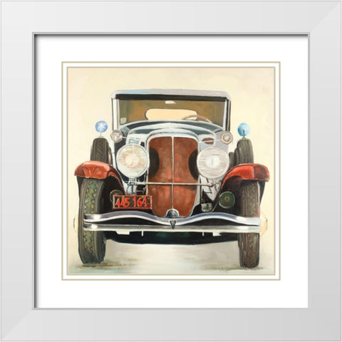 Vintage Luxury Car White Modern Wood Framed Art Print with Double Matting by Atelier B Art Studio