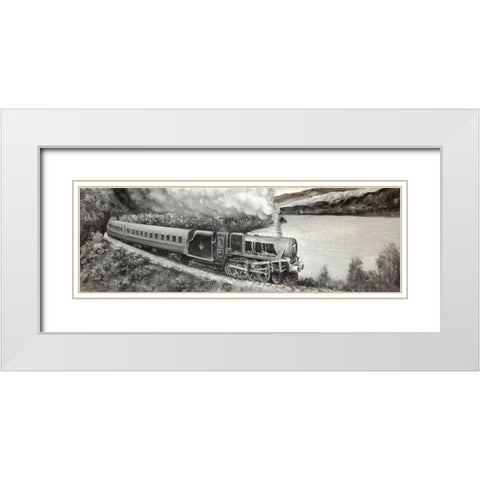 Vintage Locomotive Passenger White Modern Wood Framed Art Print with Double Matting by Atelier B Art Studio