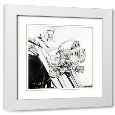 Motorcycle light White Modern Wood Framed Art Print with Double Matting by Atelier B Art Studio