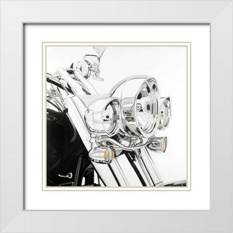Motorcycle light White Modern Wood Framed Art Print with Double Matting by Atelier B Art Studio