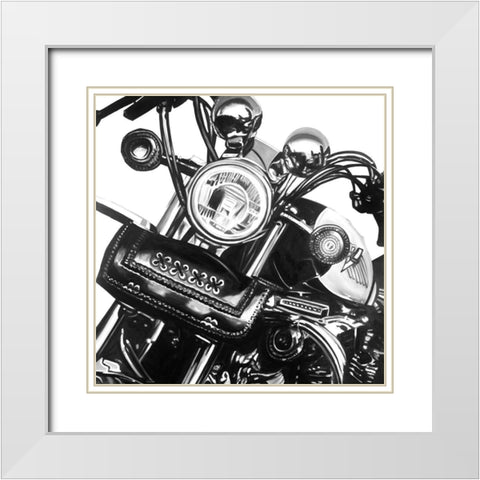 Realistic Motorcycle White Modern Wood Framed Art Print with Double Matting by Atelier B Art Studio