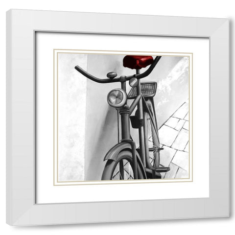 Abandoned Bicycle White Modern Wood Framed Art Print with Double Matting by Atelier B Art Studio