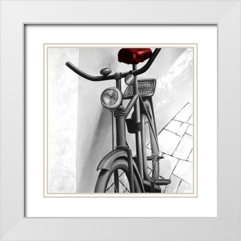 Abandoned Bicycle White Modern Wood Framed Art Print with Double Matting by Atelier B Art Studio