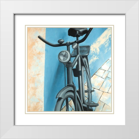 Abandoned Bicycle White Modern Wood Framed Art Print with Double Matting by Atelier B Art Studio