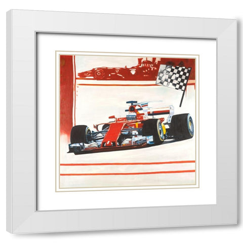 Motorsport White Modern Wood Framed Art Print with Double Matting by Atelier B Art Studio
