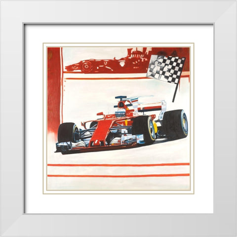Motorsport White Modern Wood Framed Art Print with Double Matting by Atelier B Art Studio