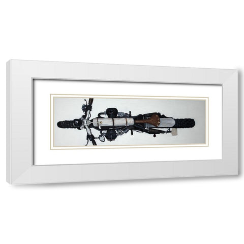 OVERHEAD VIEW OF A MOTORCYCLE White Modern Wood Framed Art Print with Double Matting by Atelier B Art Studio