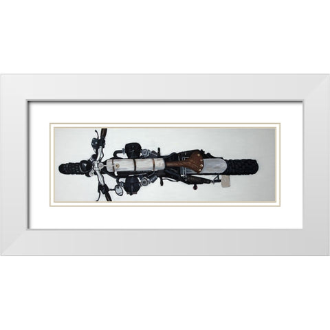 OVERHEAD VIEW OF A MOTORCYCLE White Modern Wood Framed Art Print with Double Matting by Atelier B Art Studio