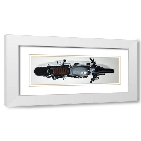 OVERHEAD VIEW OF A MOTORBIKE White Modern Wood Framed Art Print with Double Matting by Atelier B Art Studio