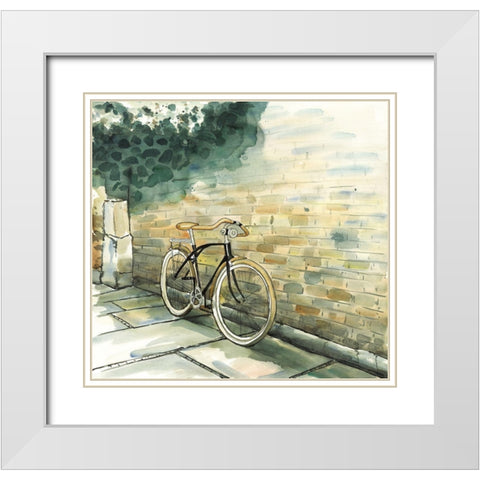 OLD URBAN BICYCLE White Modern Wood Framed Art Print with Double Matting by Atelier B Art Studio