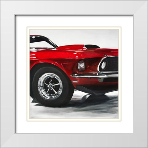CLASSIC CAR White Modern Wood Framed Art Print with Double Matting by Atelier B Art Studio