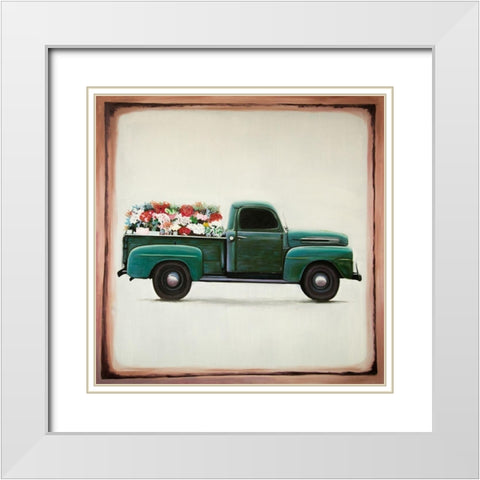 Flowers fram truck White Modern Wood Framed Art Print with Double Matting by Atelier B Art Studio