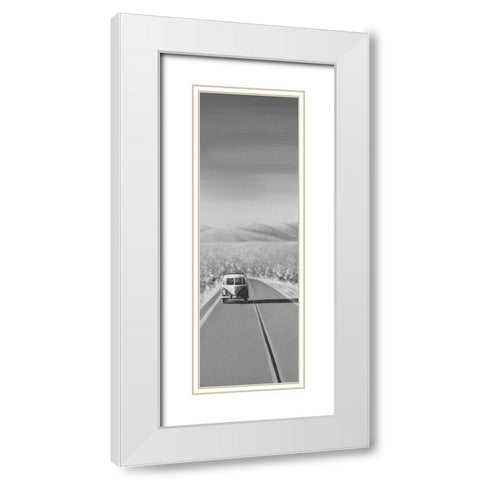 Car on the Road Again White Modern Wood Framed Art Print with Double Matting by Atelier B Art Studio