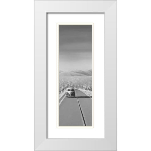 Car on the Road Again White Modern Wood Framed Art Print with Double Matting by Atelier B Art Studio