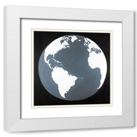 Globe White Modern Wood Framed Art Print with Double Matting by Atelier B Art Studio