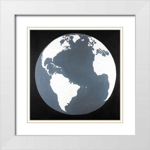 Globe White Modern Wood Framed Art Print with Double Matting by Atelier B Art Studio