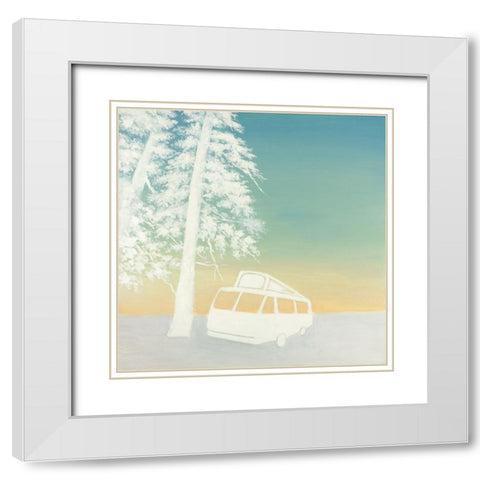 CAMPING White Modern Wood Framed Art Print with Double Matting by Atelier B Art Studio