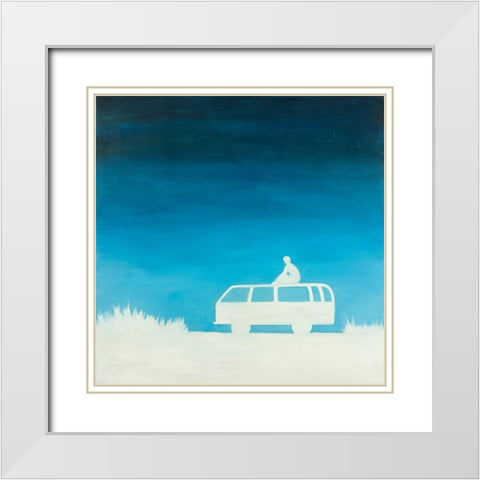 RELAX CAMPING CAR White Modern Wood Framed Art Print with Double Matting by Atelier B Art Studio