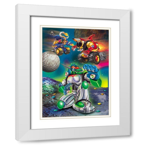 Space 3 White Modern Wood Framed Art Print with Double Matting by Hoenderkamp, Patrick