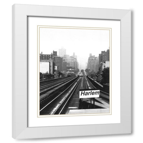 Next Stop Harlem White Modern Wood Framed Art Print with Double Matting by Fisch, Ellen