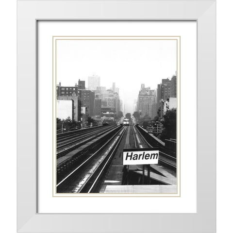 Next Stop Harlem White Modern Wood Framed Art Print with Double Matting by Fisch, Ellen