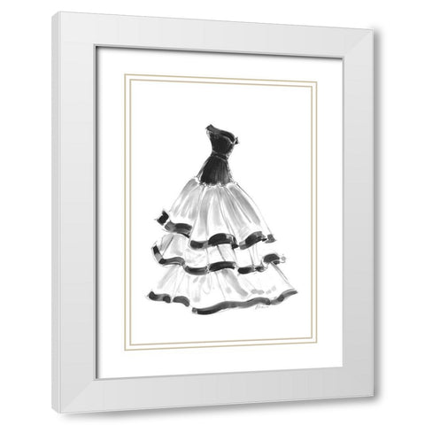 Evening Gown with Ruffles White Modern Wood Framed Art Print with Double Matting by Amico, Tina