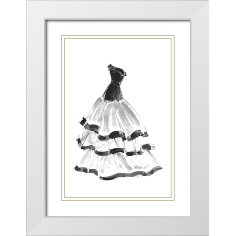 Evening Gown with Ruffles White Modern Wood Framed Art Print with Double Matting by Amico, Tina