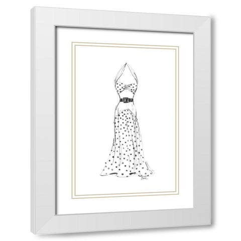 Dress in Polka Dots White Modern Wood Framed Art Print with Double Matting by Amico, Tina