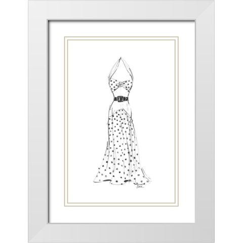 Dress in Polka Dots White Modern Wood Framed Art Print with Double Matting by Amico, Tina
