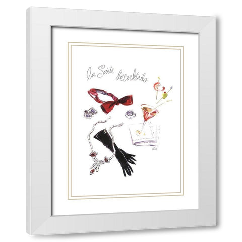 La Soirée de Cocktails White Modern Wood Framed Art Print with Double Matting by Amico, Tina