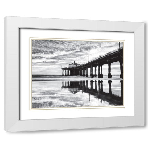 Manhattan Beach Pier, California White Modern Wood Framed Art Print with Double Matting by Anonymous