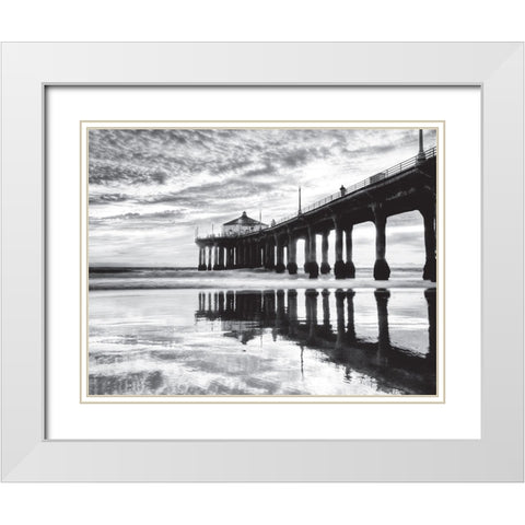 Manhattan Beach Pier, California White Modern Wood Framed Art Print with Double Matting by Anonymous