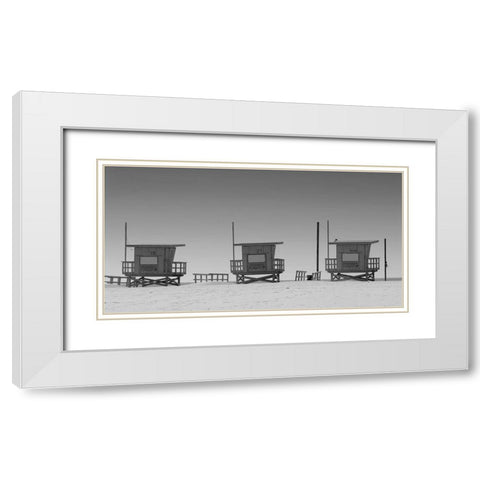 Lifeguard Shacks, Venice Beach White Modern Wood Framed Art Print with Double Matting by Anonymous