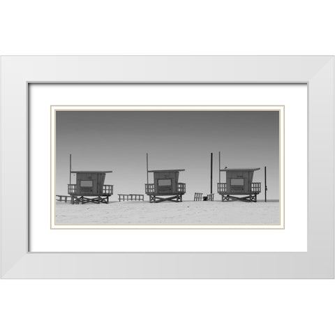 Lifeguard Shacks, Venice Beach White Modern Wood Framed Art Print with Double Matting by Anonymous