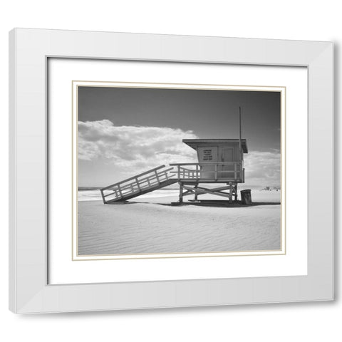 Santa Monica Beach in Color White Modern Wood Framed Art Print with Double Matting by Anonymous