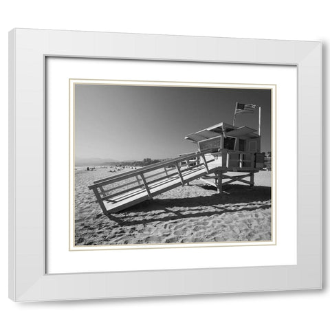 California Lifeguard Stand White Modern Wood Framed Art Print with Double Matting by Anonymous