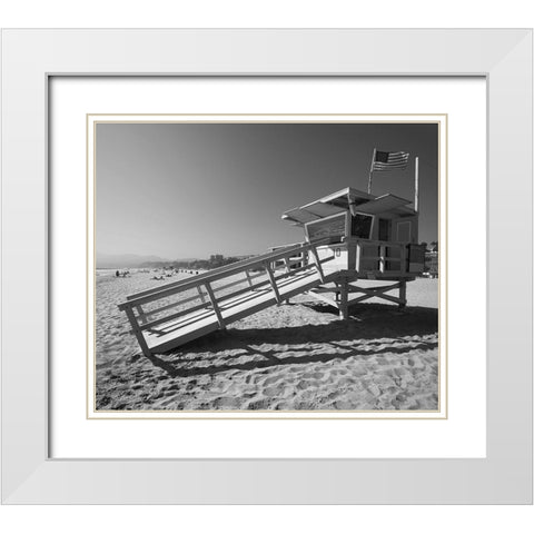 California Lifeguard Stand White Modern Wood Framed Art Print with Double Matting by Anonymous
