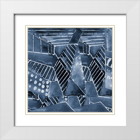 Geometric Abstract White Modern Wood Framed Art Print with Double Matting by Anonymous