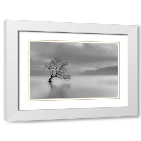 Quiet Times White Modern Wood Framed Art Print with Double Matting by Anonymous