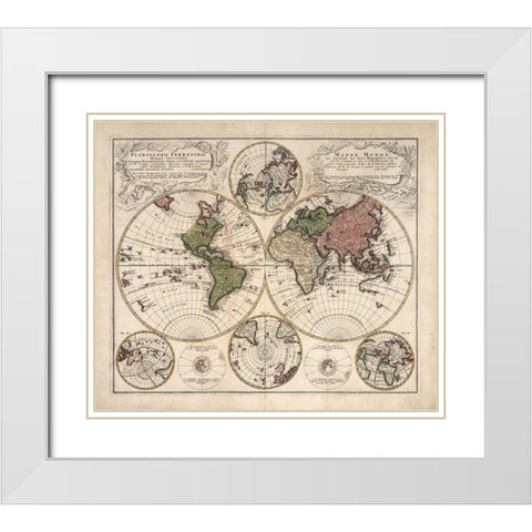 Mappa Universalis White Modern Wood Framed Art Print with Double Matting by Lowitz, G.M.