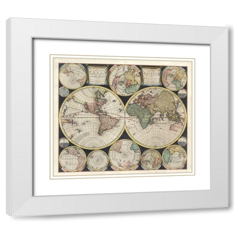 World Map 1594 White Modern Wood Framed Art Print with Double Matting by Allard, Carel