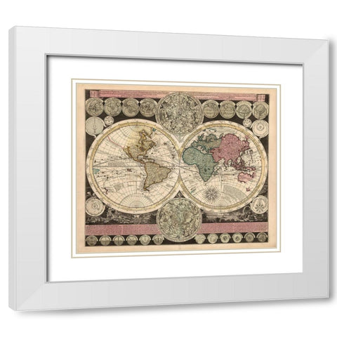 Planisphaerium White Modern Wood Framed Art Print with Double Matting by Visscher, Nicholas