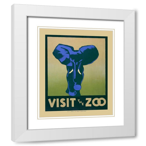 Visit The Zoo White Modern Wood Framed Art Print with Double Matting by Anonymous