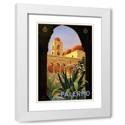 Palermo White Modern Wood Framed Art Print with Double Matting by Anonymous